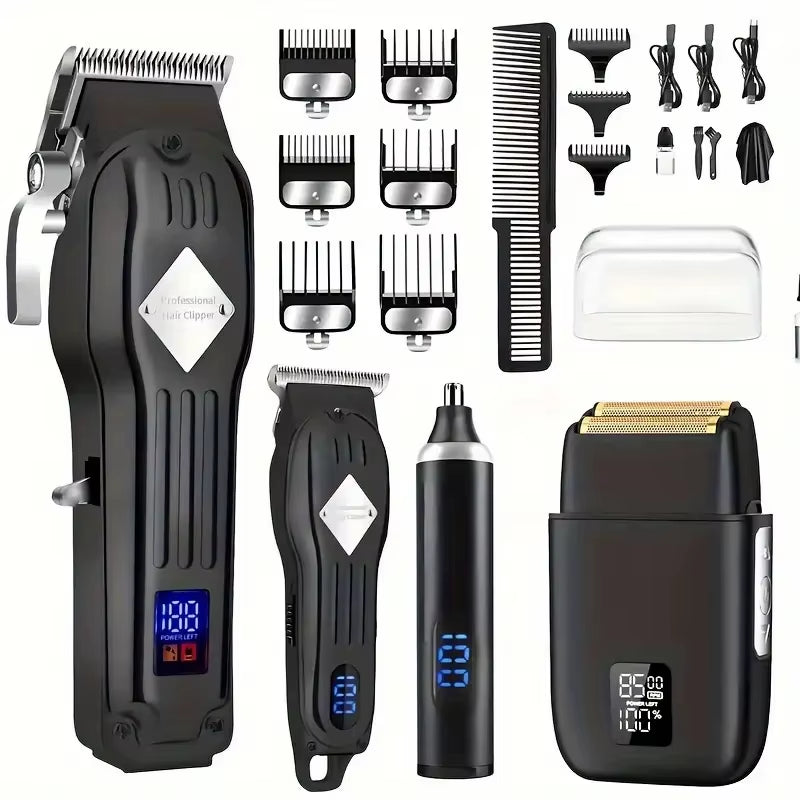 Hair Clippers for Men T-Blade Nose Hair Trimmer Foil Shavers for Men Barber Kit 4 in 1 Professional Men Hair Clippers
