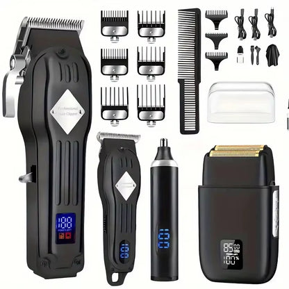 Hair Clippers for Men T-Blade Nose Hair Trimmer Foil Shavers for Men Barber Kit 4 in 1 Professional Men Hair Clippers