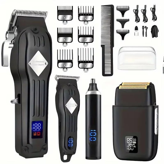 Hair Clippers for Men T-Blade Nose Hair Trimmer Foil Shavers for Men Barber Kit 4 in 1 Professional Men Hair Clippers