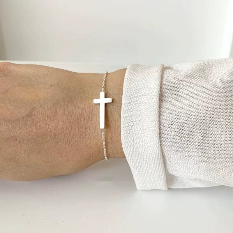 Jesus Cross Charm Bracelets for Women Men Jewelry Stainless Steel Chain Pulseras Christian Crucifix Bileklik Bracelet Homme