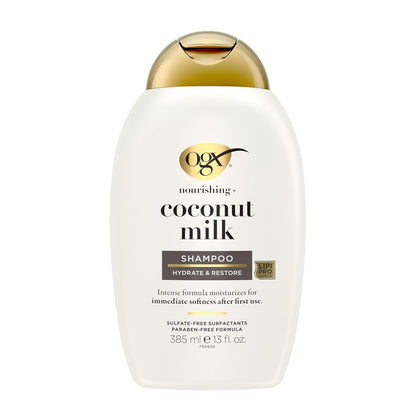Nourishing + Coconut Milk Moisturizing Shampoo, Hydrating & Restoring Shampoo Moisturizes for Soft Hair after the First Use, Paraben-Free, Sulfate-Free Surfactants, 13 Fl. Oz