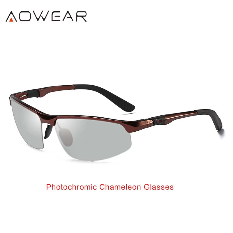 Photochromic Sunglasses Men Polarized Day Night Driving Glasses High Quality Aluminium Rimless Chameleon Eyewear Gafas