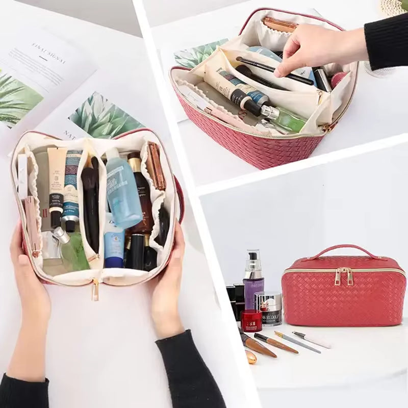 Travel Large Cosmetic Bag Luxury Women Lady Toiletry Women Makeup Bag Pouch Portable Leather Makeup Storage Bag