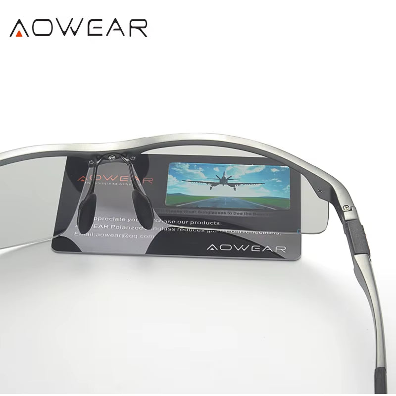 Photochromic Sunglasses Men Polarized Day Night Driving Glasses High Quality Aluminium Rimless Chameleon Eyewear Gafas