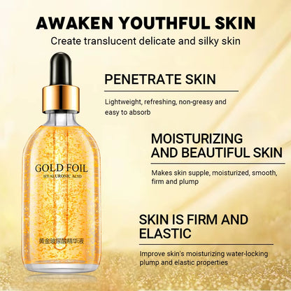 100Ml 24K Gold Hyaluronic Acid Nicotinamide Face Serum Facial Moist Collagen Essence Smoothes Wrinkles Skin Care Serum