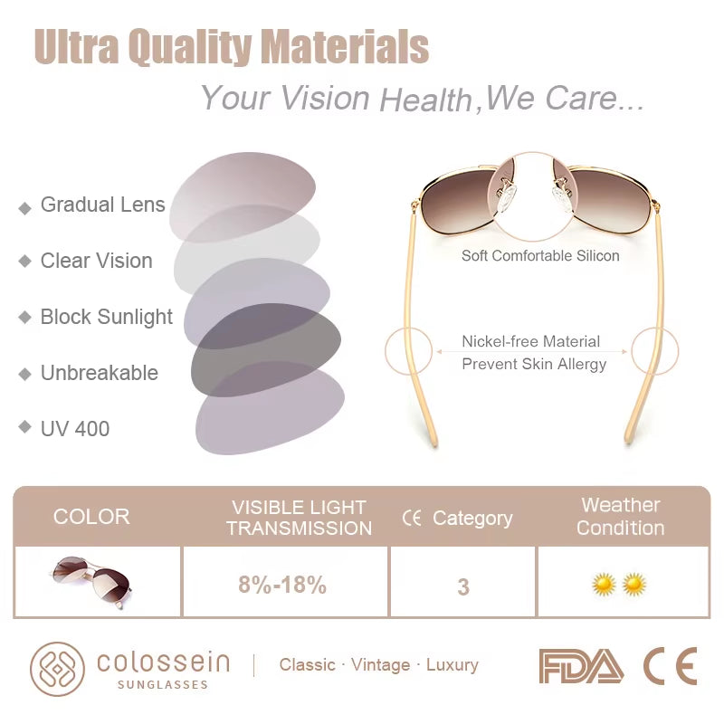 Luxury Vintage Sunglasses Women Glasses Ultralight Driving Pilot Sunglasses Men Gold Frame UV400 Eyewear