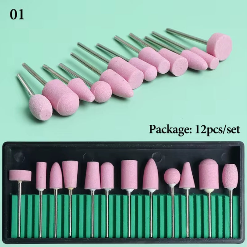 Nail Drill Bits Set Quartz Stone Diamond Wool Milling Cutter for Manicure Tools Grinding Sanding Sander Cuticle Pedicure File