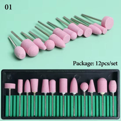 Nail Drill Bits Set Quartz Stone Diamond Wool Milling Cutter for Manicure Tools Grinding Sanding Sander Cuticle Pedicure File