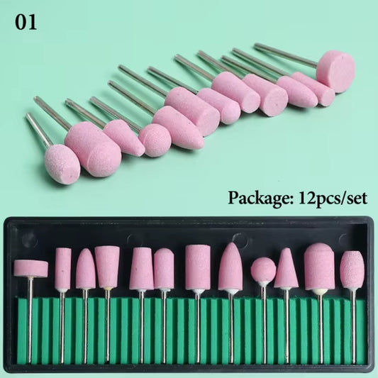 Nail Drill Bits Set Quartz Stone Diamond Wool Milling Cutter for Manicure Tools Grinding Sanding Sander Cuticle Pedicure File