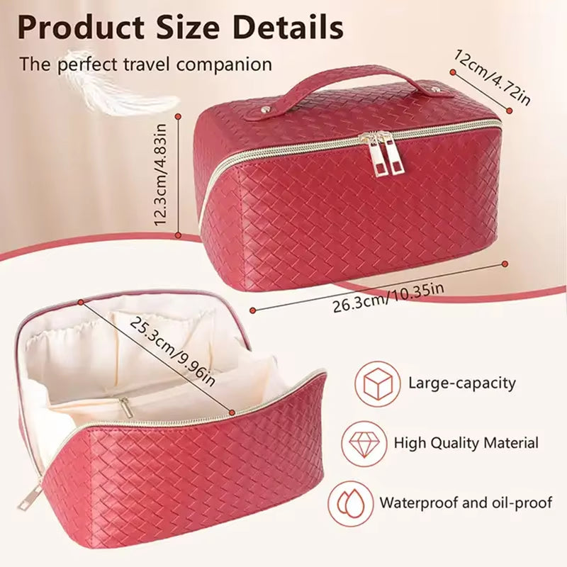 Travel Large Cosmetic Bag Luxury Women Lady Toiletry Women Makeup Bag Pouch Portable Leather Makeup Storage Bag